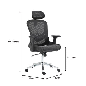 Καρέκλα γραφείου εργασίας Mergi  μαύρο mesh 62x63x120εκ - Pakobazaar