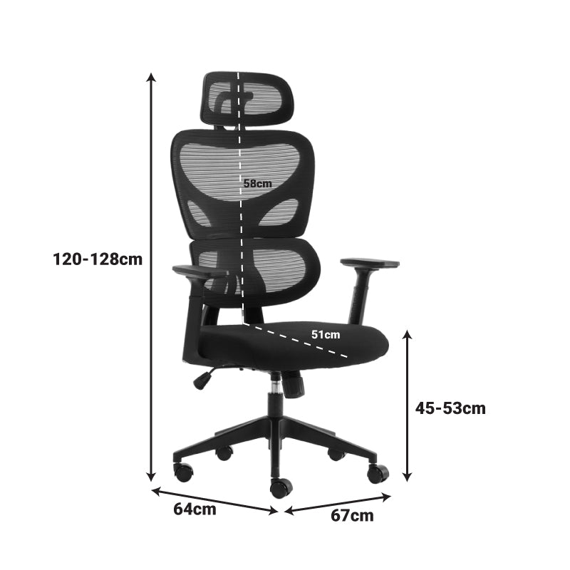 Καρέκλα γραφείου διευθυντή Cadrey  mesh μαύρο 67x64x120-128εκ - Pakobazaar