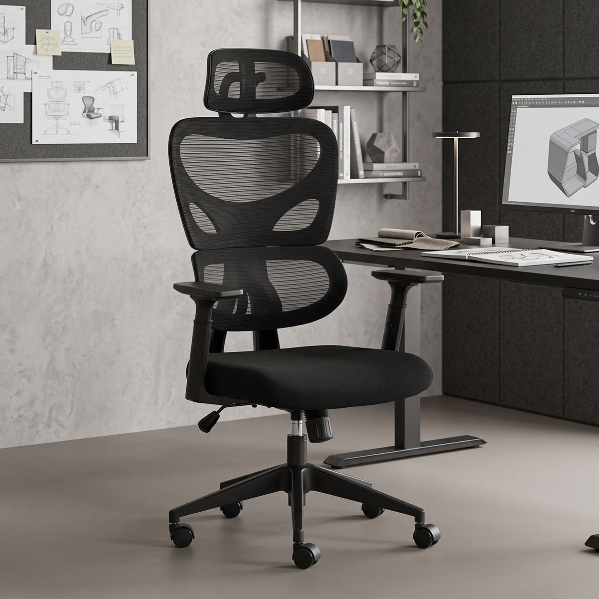Καρέκλα γραφείου διευθυντή Cadrey  mesh μαύρο 67x64x120-128εκ - Pakobazaar