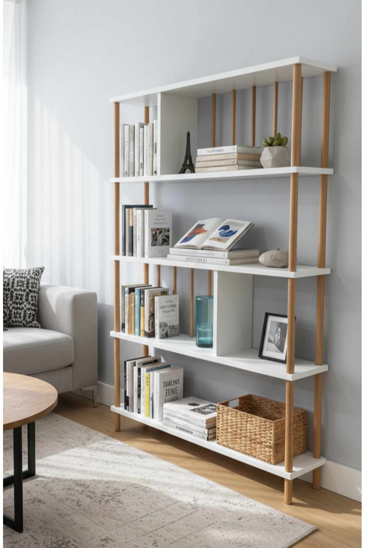 Βιβλιοθήκη Avdimou Λευκό 90x20x137 εκ. Μελαμίνης