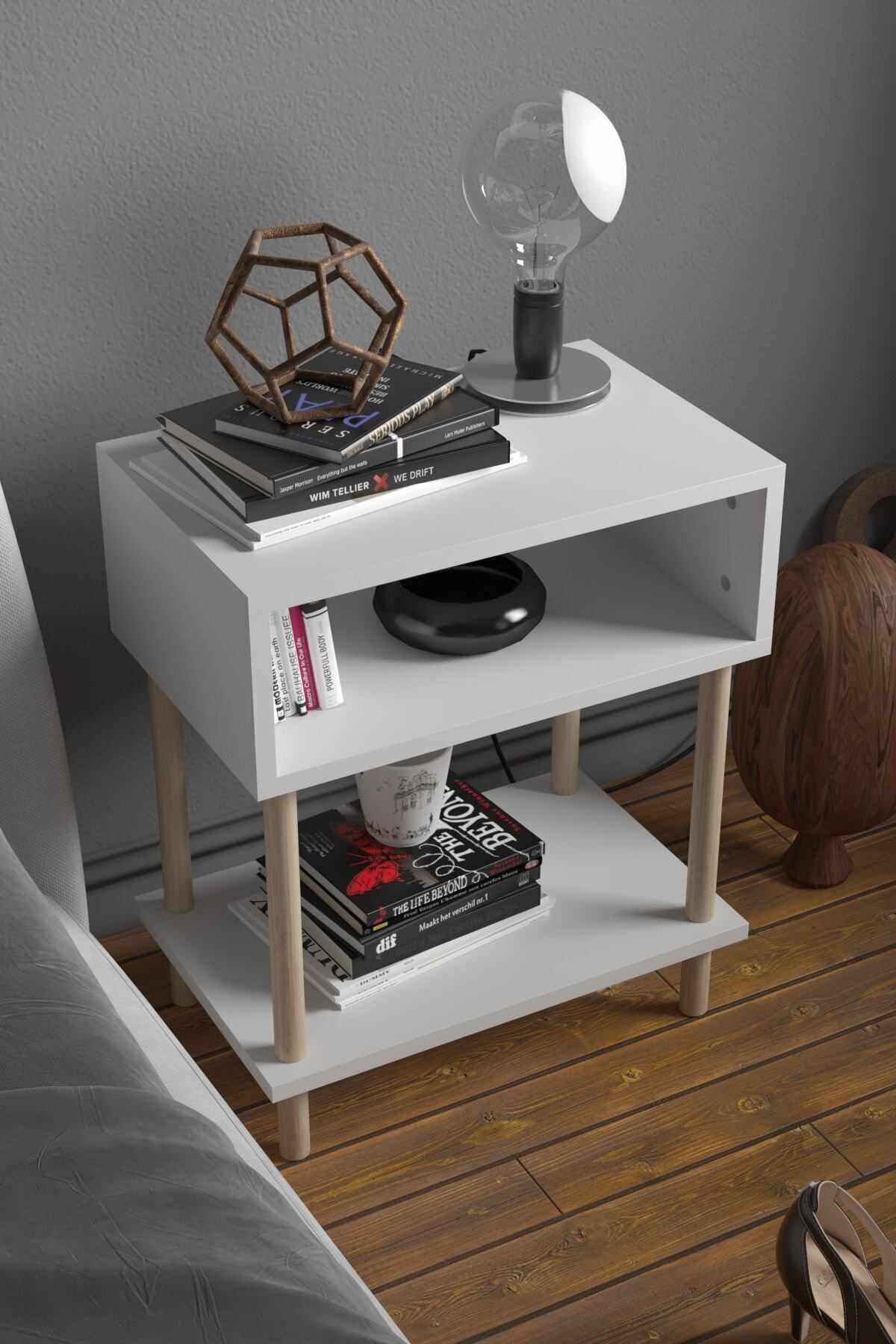 Κομοδίνο Kithaironas Λευκό 45x30x60 εκ. Μελαμίνης - Pakobazaar