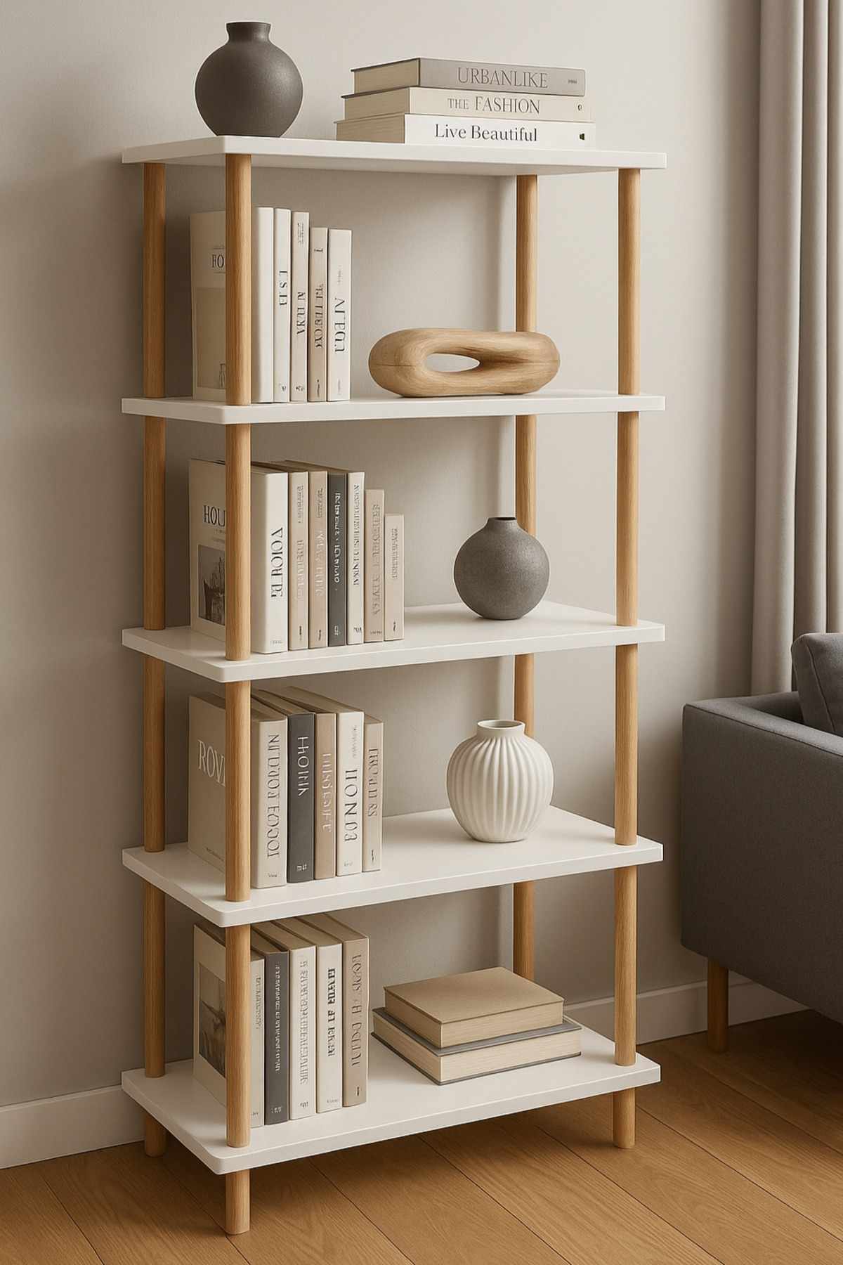 Βιβλιοθήκη Selinous Λευκό 60x25x136 εκ. Μελαμίνης