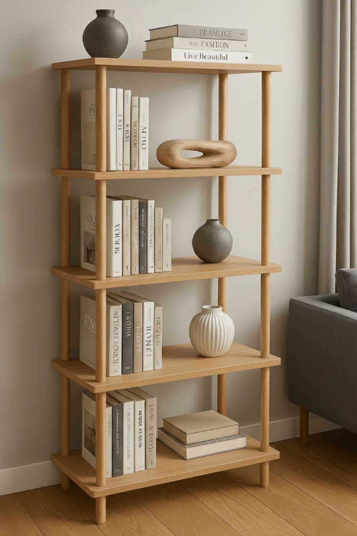 Βιβλιοθήκη Selinous Δρυς Sapphire 60x25x136 εκ. Μελαμίνης