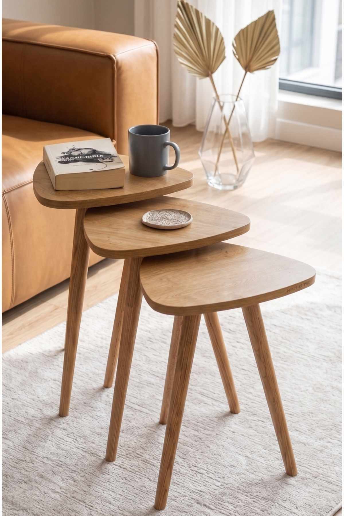Τραπεζάκια Σαλονιού Σετ 3τμχ Styra Δρυς Sapphire 45x33x52 εκ. Μελαμίνης