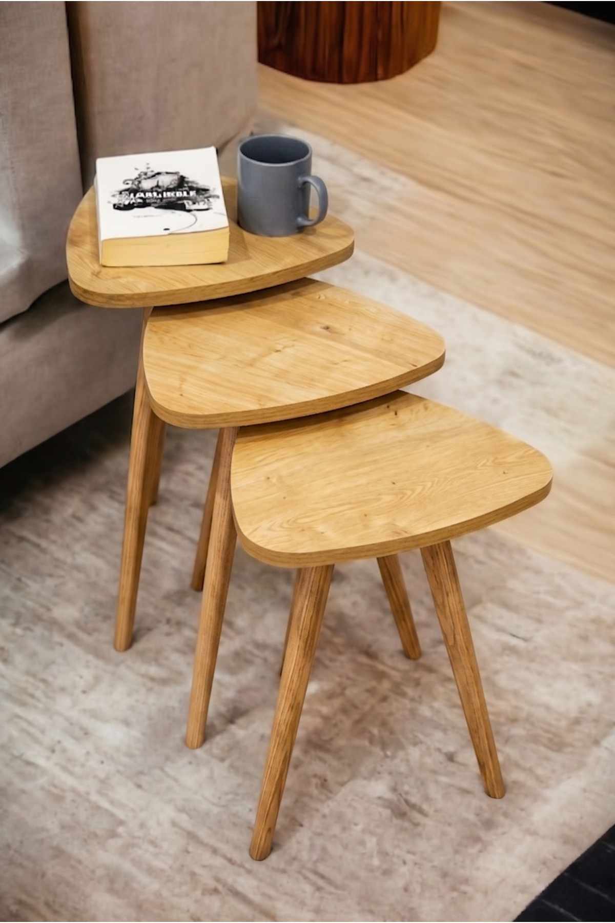 Τραπεζάκια Σαλονιού Σετ 3τμχ Styra Δρυς Sapphire 45x33x52 εκ. Μελαμίνης