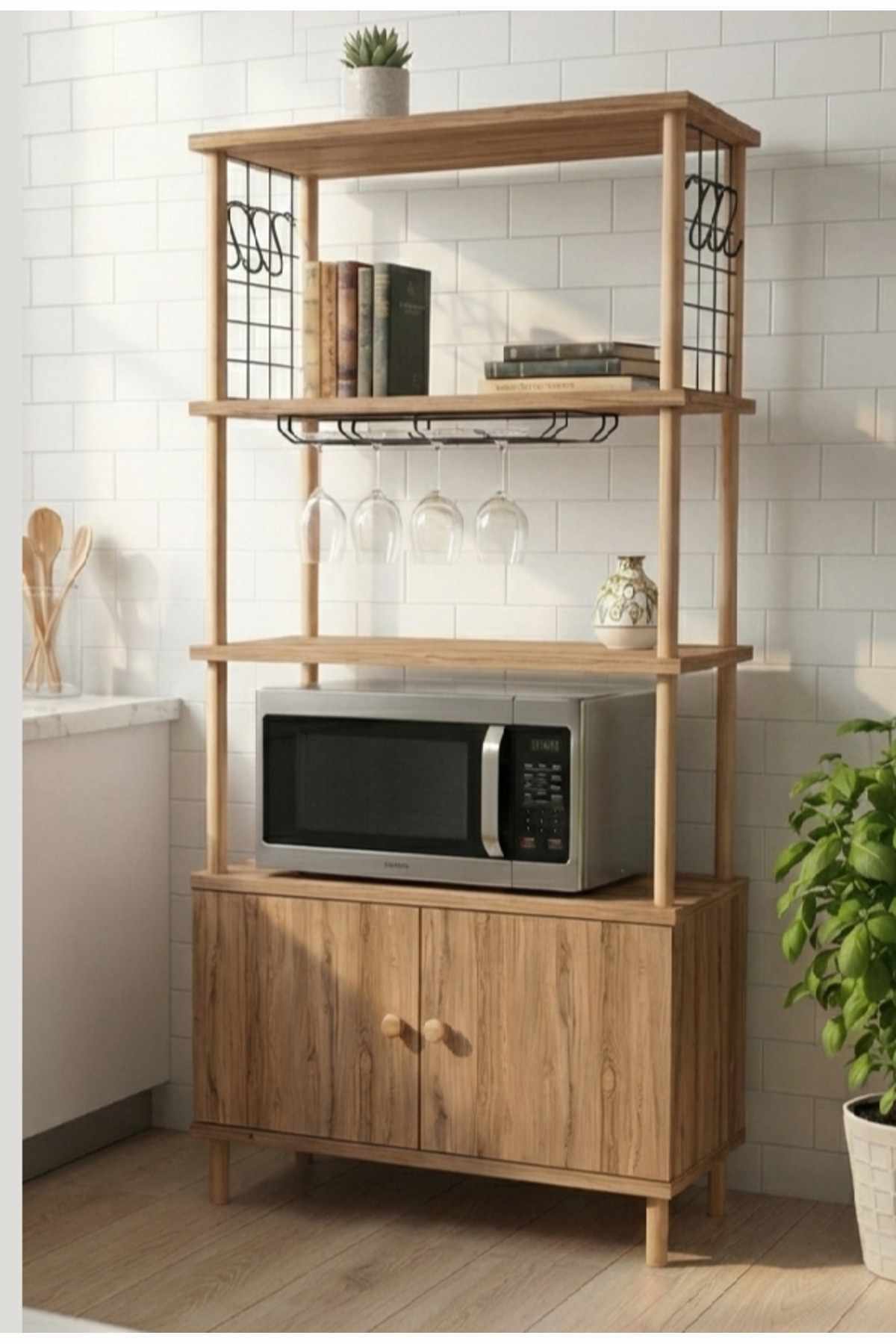 Ντουλάπι Κουζίνας Phleious Πεύκο 60x30x140 εκ. Μελαμίνης
