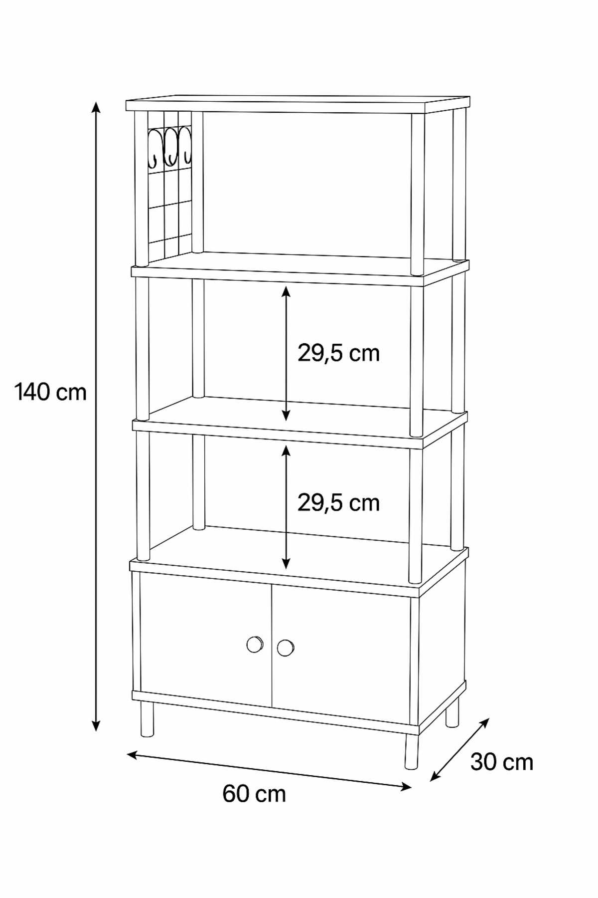 Ντουλάπι Κουζίνας Phleious Πεύκο 60x30x140 εκ. Μελαμίνης