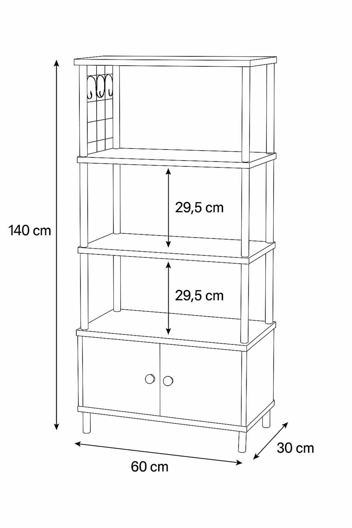 Ντουλάπι Κουζίνας Phleious Πεύκο 60x30x140 εκ. Μελαμίνης