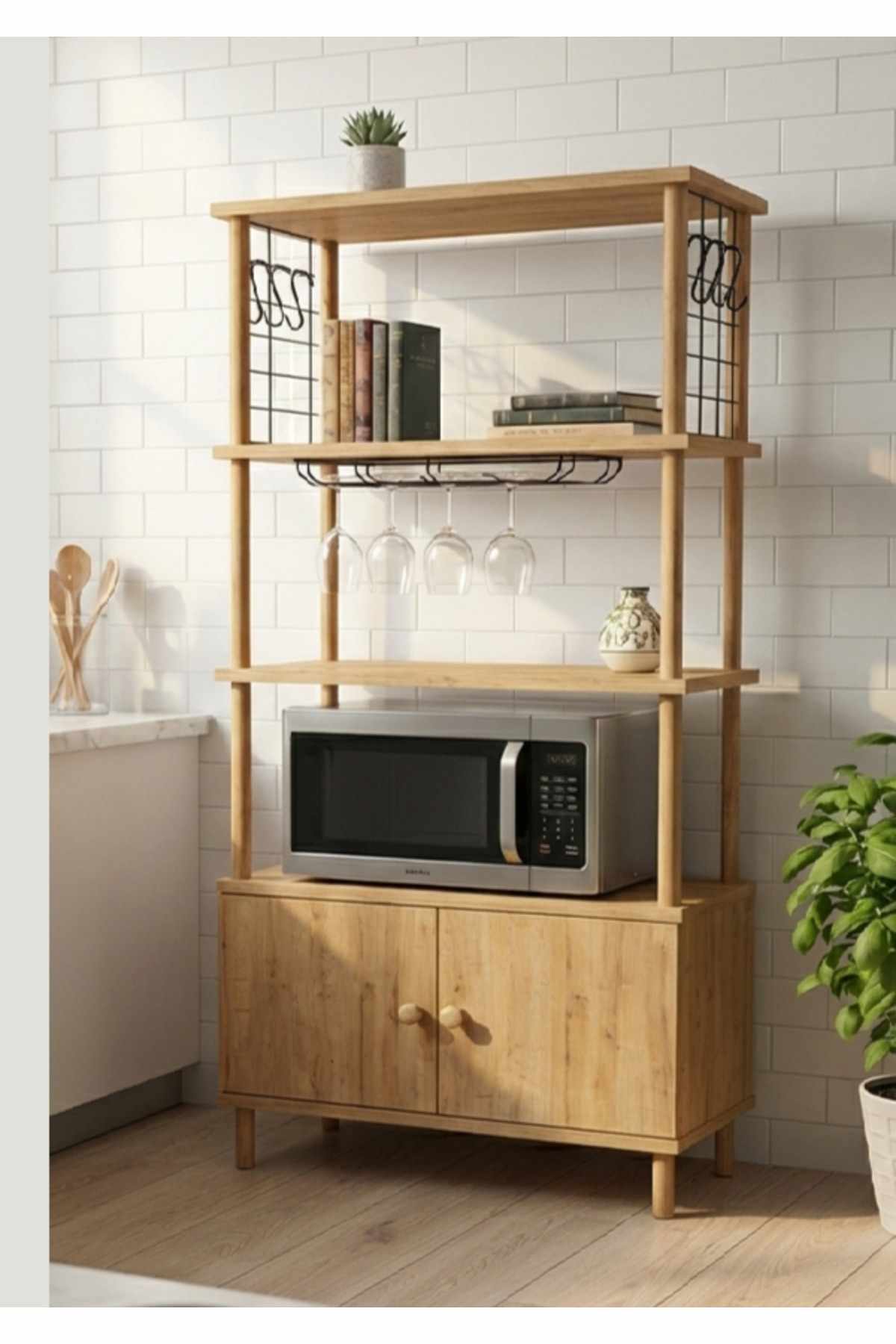 Ντουλάπι Κουζίνας Phleious Δρυς Sapphire 60x30x140 εκ. Μελαμίνης