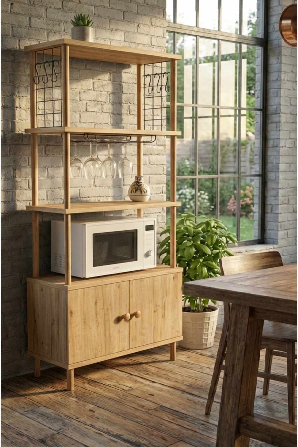 Ντουλάπι Κουζίνας Phleious Δρυς Sapphire 60x30x140 εκ. Μελαμίνης