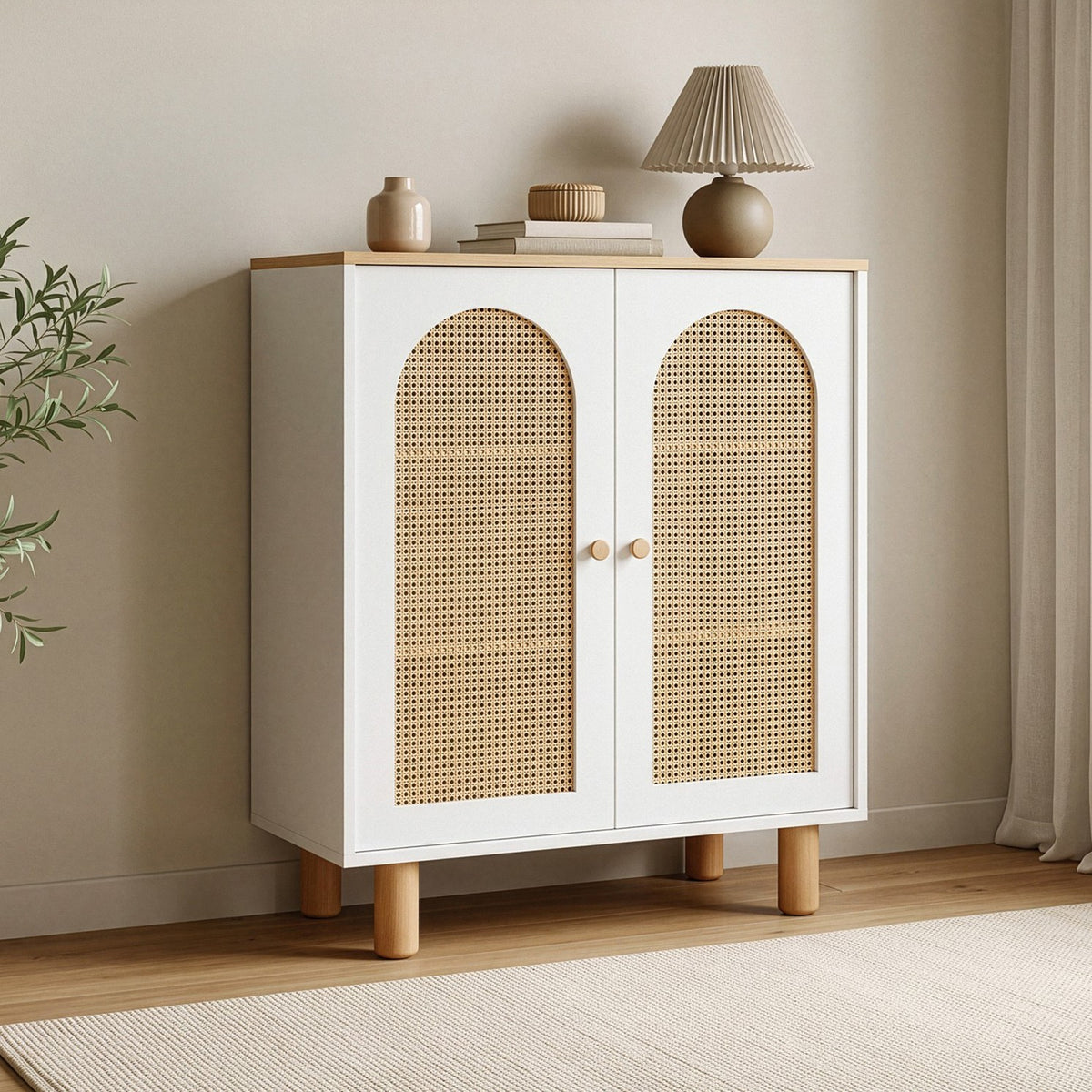 Μπουφές Ios Λευκό - Δρυς 90x41x105 εκ. MDF
