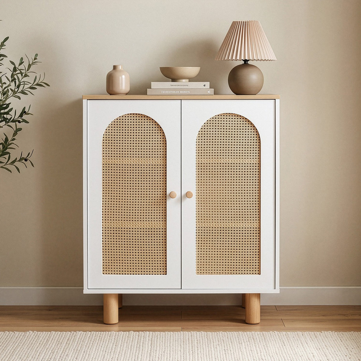 Μπουφές Ios Λευκό - Δρυς 90x41x105 εκ. MDF
