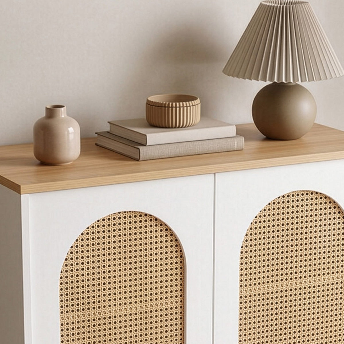 Μπουφές Ios Λευκό - Δρυς 90x41x105 εκ. MDF