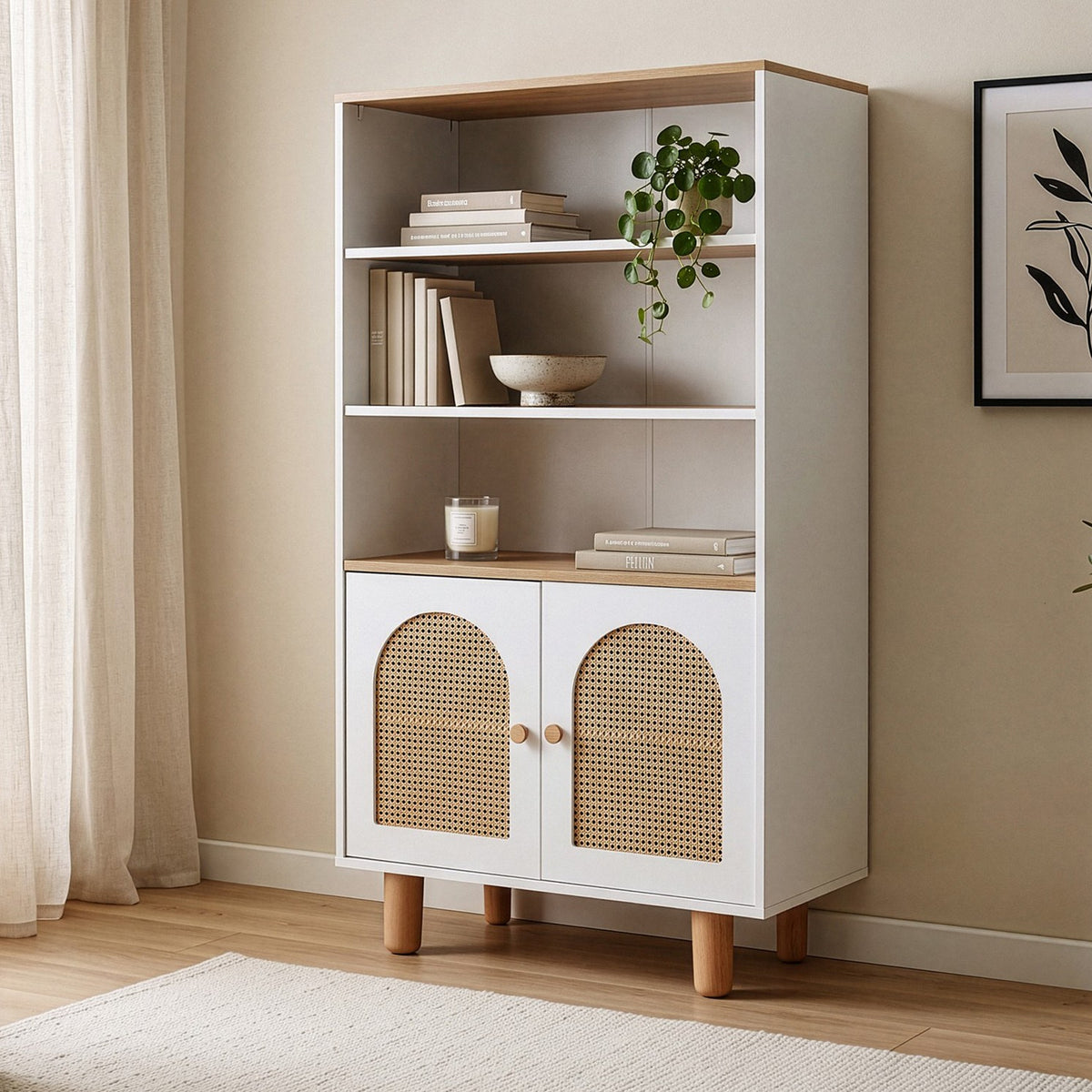 Βιβλιοθήκη Ios Λευκό - Δρυς 90x41x158 εκ. MDF