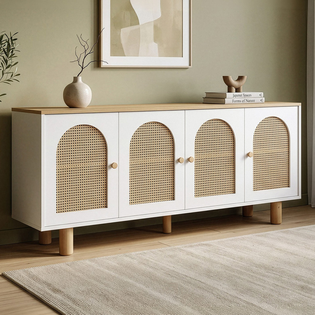 Κονσόλα Ios Λευκό - Δρυς 180x41x80 εκ. MDF - Pakobazaar