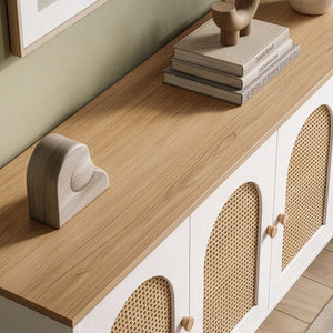 Κονσόλα Ios Λευκό - Δρυς 180x41x80 εκ. MDF - Pakobazaar