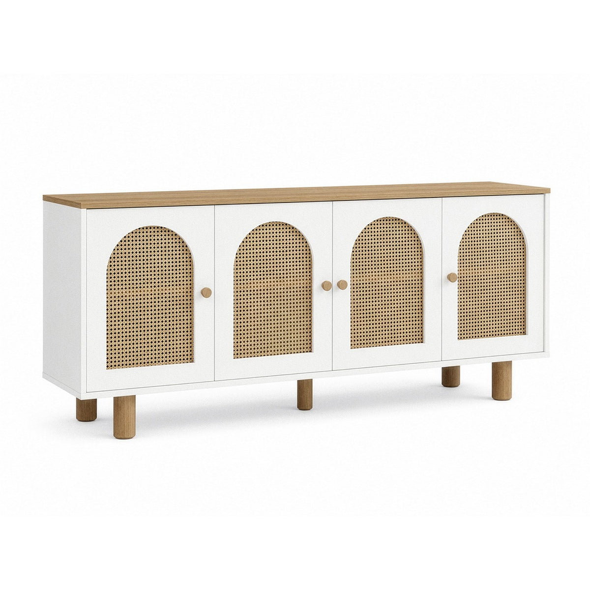 Κονσόλα Ios Λευκό - Δρυς 180x41x80 εκ. MDF - Pakobazaar