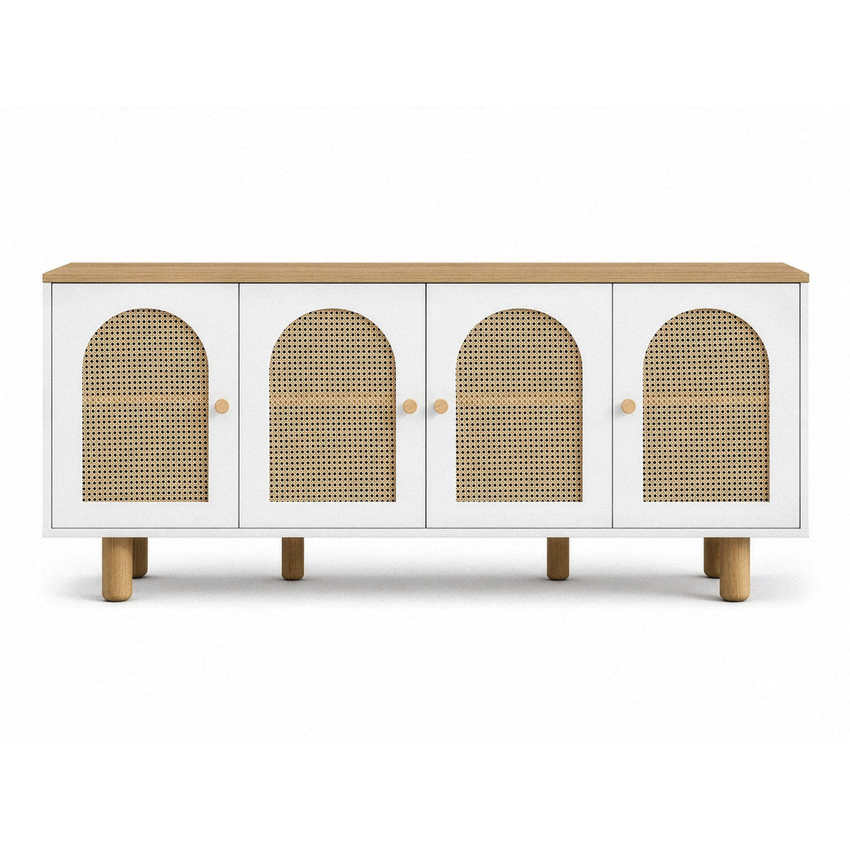 Κονσόλα Ios Λευκό - Δρυς 180x41x80 εκ. MDF - Pakobazaar