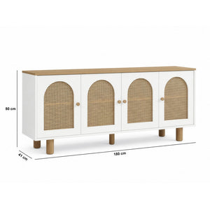 Κονσόλα Ios Λευκό - Δρυς 180x41x80 εκ. MDF - Pakobazaar