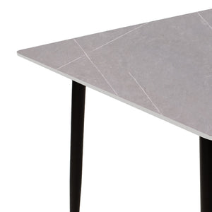 Τραπέζι Gustas  γκρι μαρμάρου sintered stone-μαύρο μέταλλο 120x60x75εκ