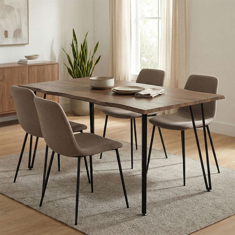 Τραπέζι Izzac  επιφάνεια MDF καρυδί-πόδι μαύρο μέταλλο 140x80x76εκ - Image 2