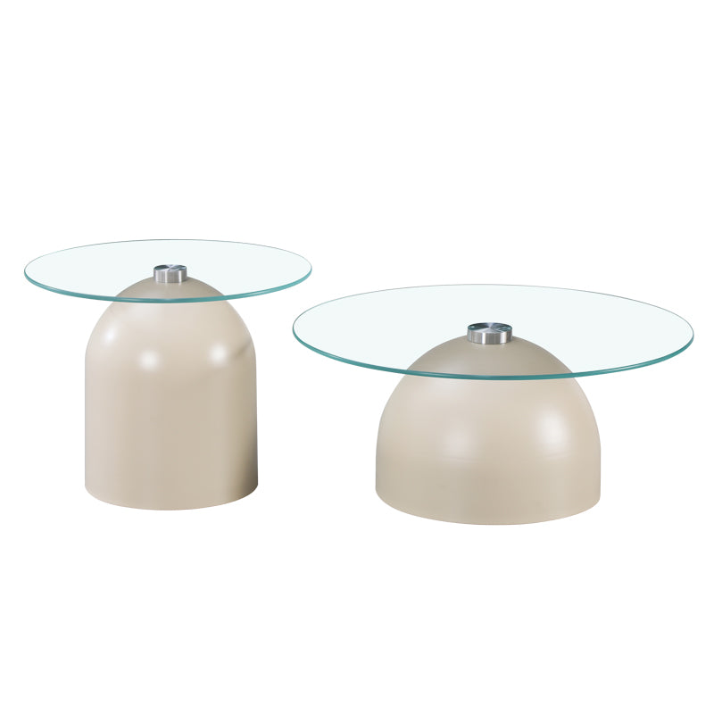 Τραπέζια σαλονιού Barel  σετ 2τεμ μέταλλο cappuccino- clear glass - Pakobazaar