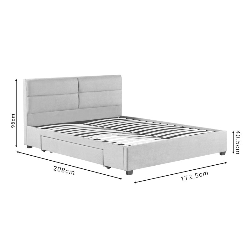 Κρεβάτι διπλό Anay  με συρτάρι ύφασμα μπεζ 160x200εκ - Pakobazaar
