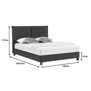 Κρεβάτι διπλό Majus  ύφασμα ανθρακί 160x200εκ - Pakobazaar