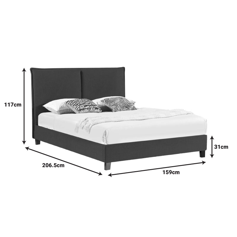 Κρεβάτι διπλό Majus  ύφασμα ανθρακί 160x200εκ - Pakobazaar
