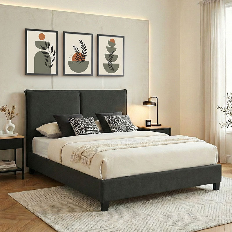 Κρεβάτι διπλό Majus  ύφασμα ανθρακί 160x200εκ - Pakobazaar