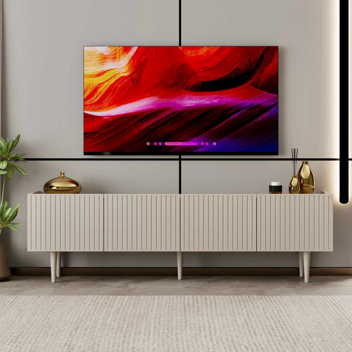 Έπιπλο Τηλεόρασης Megalopolis Αμμόλιθος 180x29x50 εκ. MDF - Pakobazaar