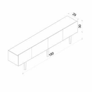 Έπιπλο Τηλεόρασης Megalopolis Μαύρο 180x29x50 εκ. MDF - Pakobazaar