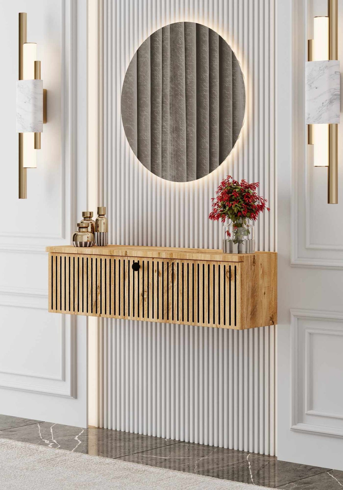 Μπουφές Methone Επιτοίχιος Ατλαντικό Πεύκο 50x22x26 εκ. MDF