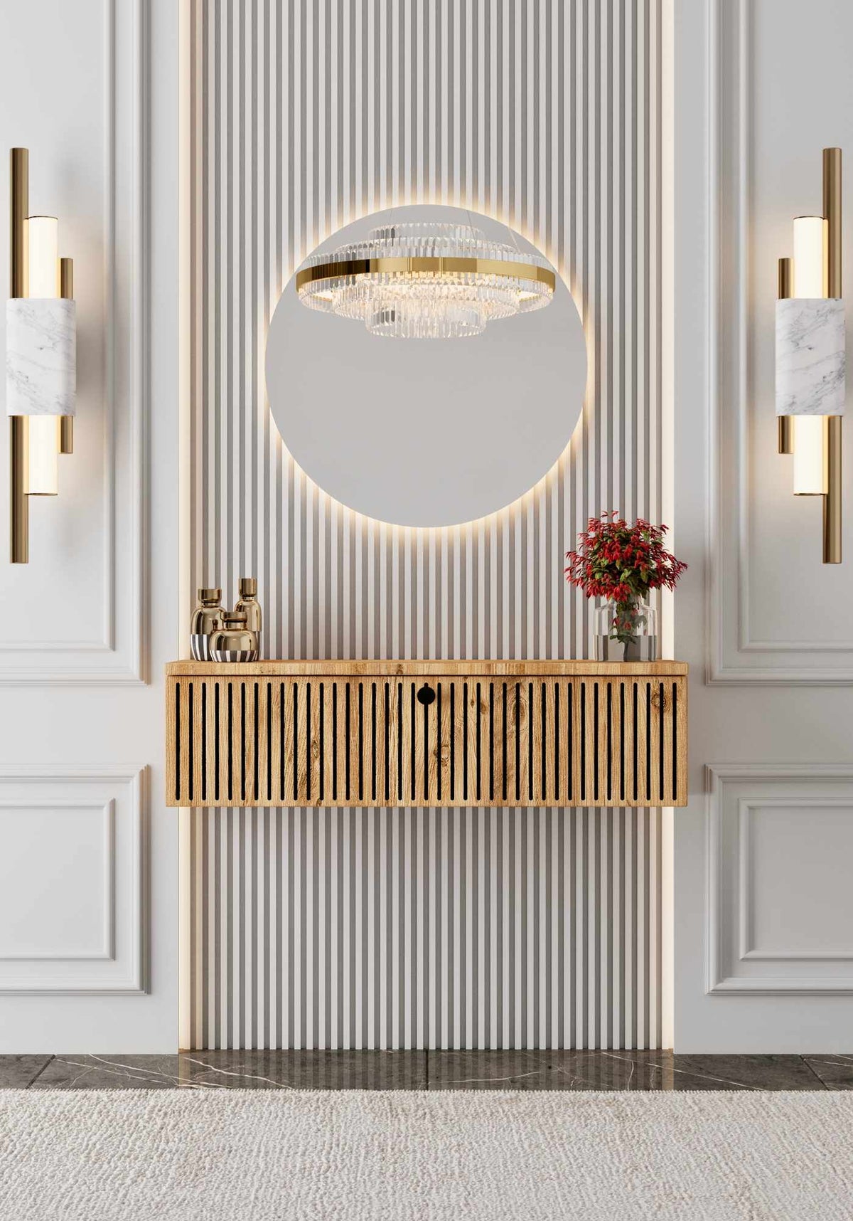 Μπουφές Methone Επιτοίχιος Ατλαντικό Πεύκο 50x22x26 εκ. MDF