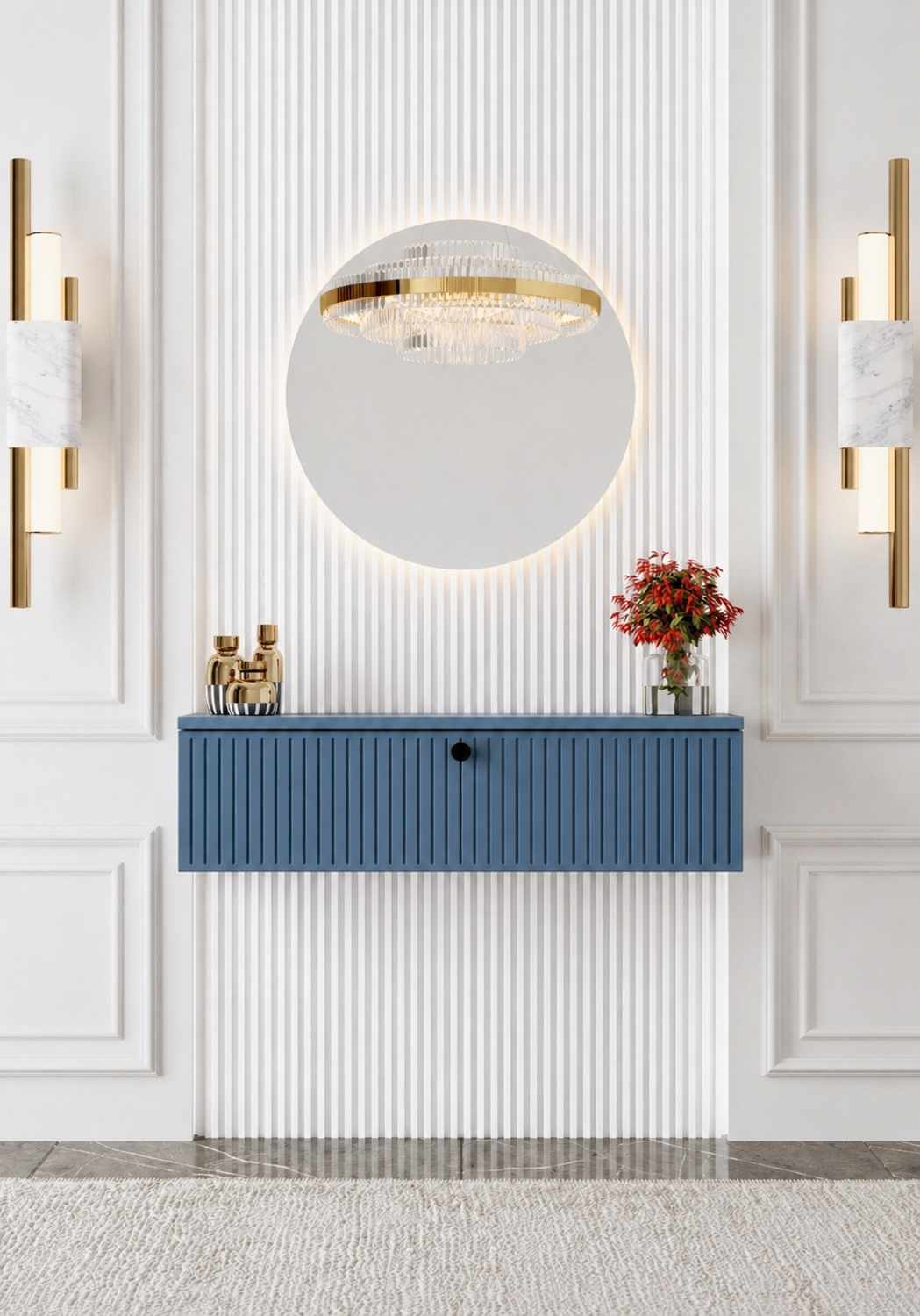 Μπουφές Methone Επιτοίχιος Μπλε 50x22x26 εκ. MDF