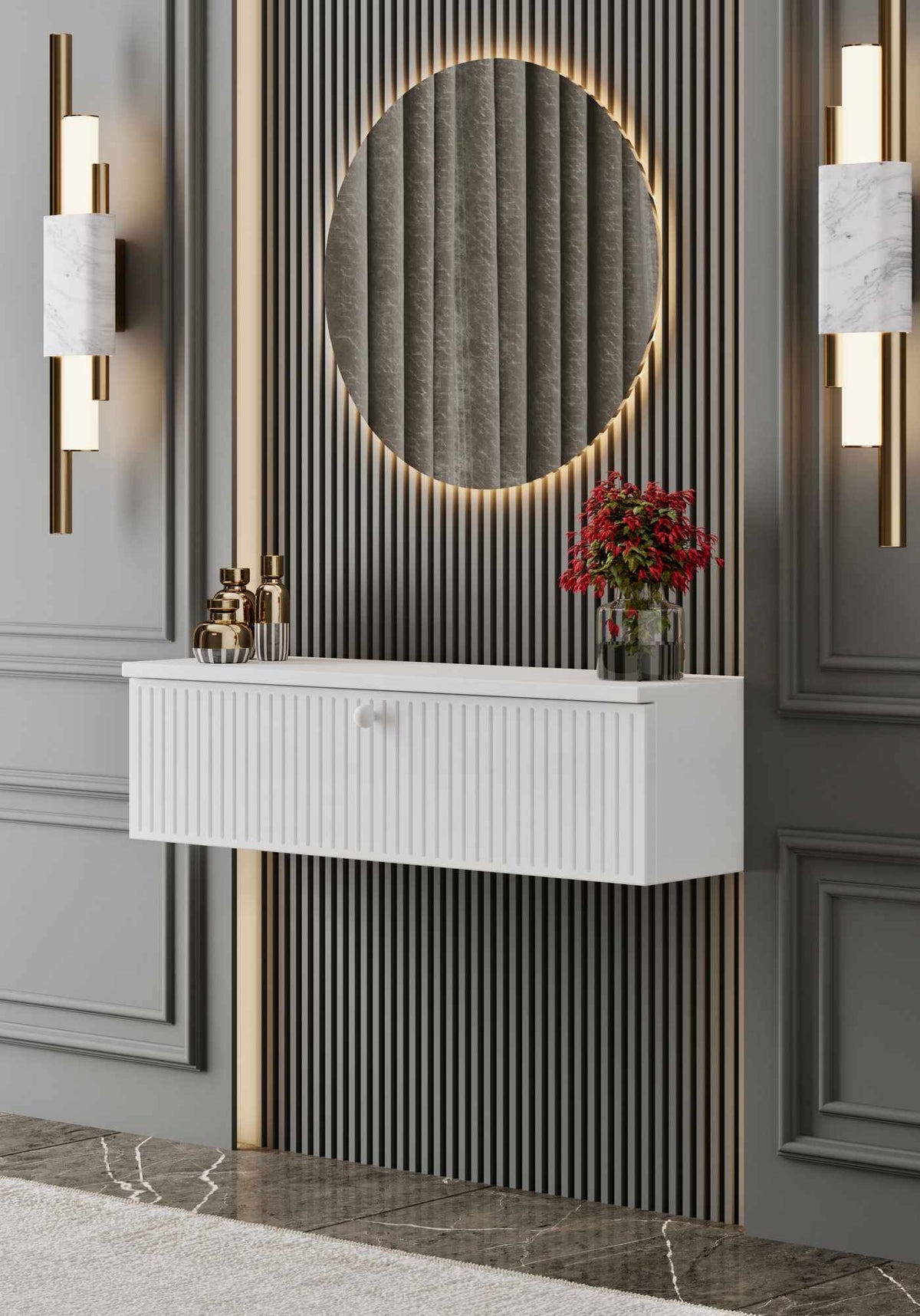 Μπουφές Methone Επιτοίχιος Λευκό 70x22x26 εκ. MDF