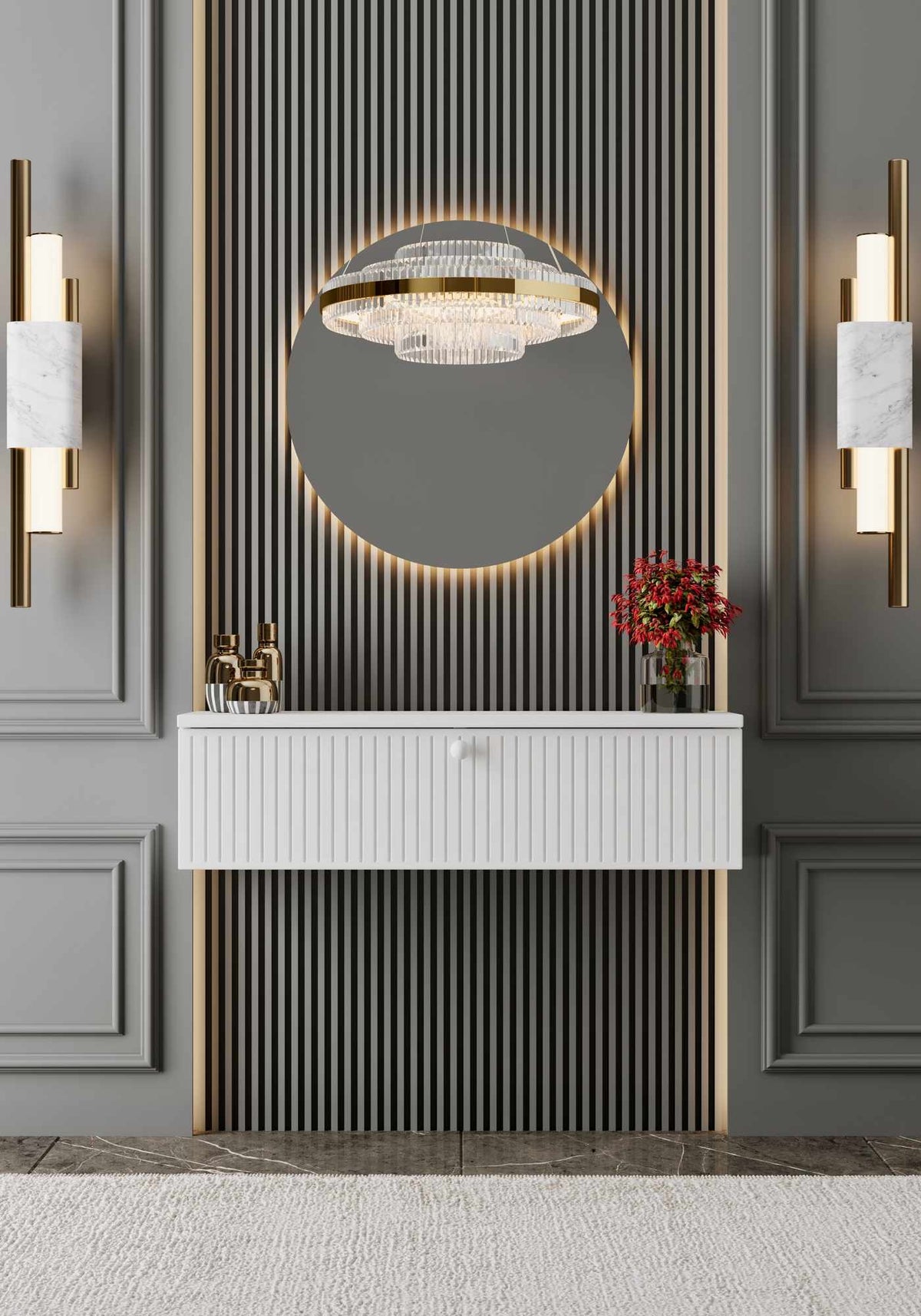 Μπουφές Methone Επιτοίχιος Λευκό 70x22x26 εκ. MDF