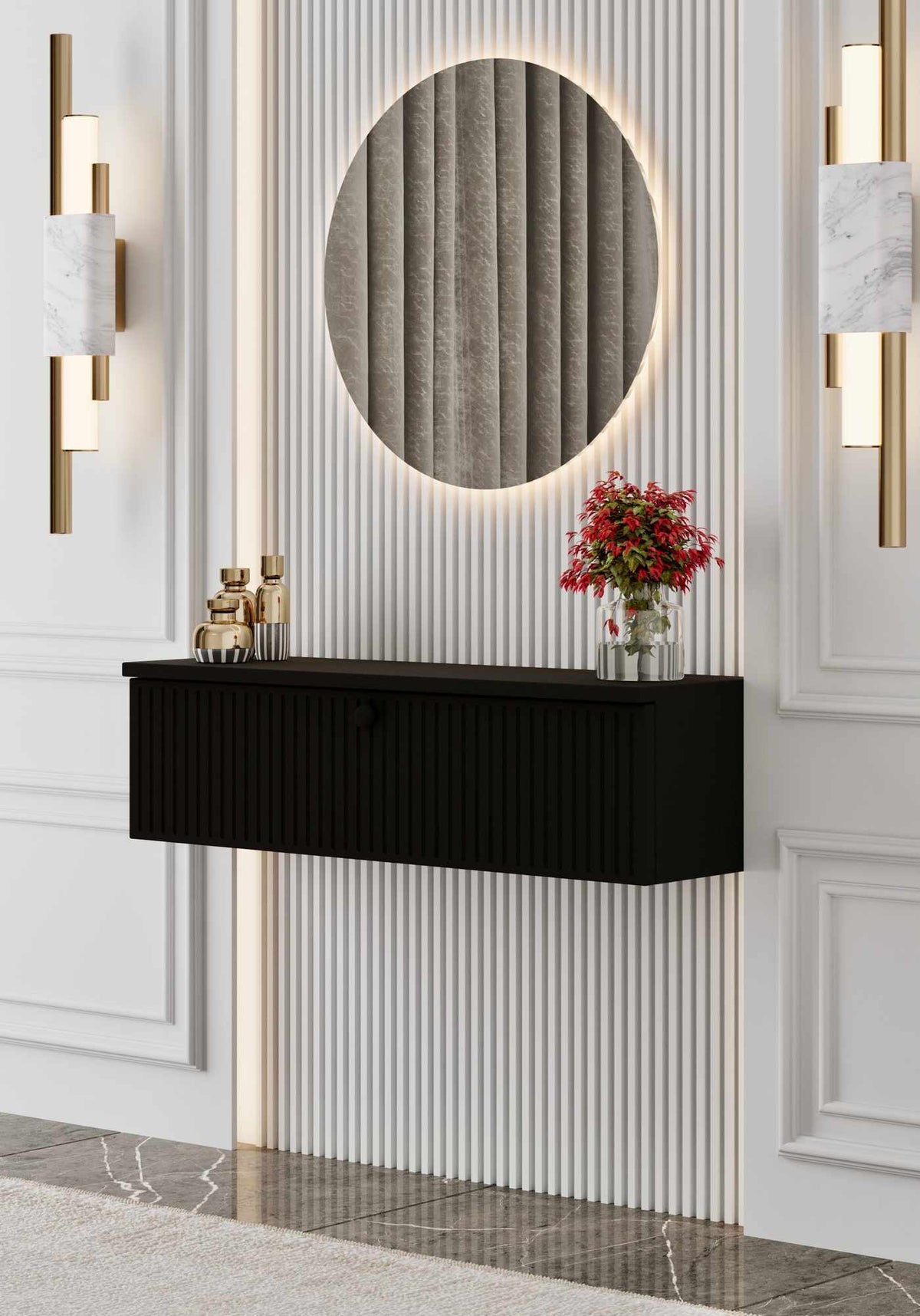 Μπουφές Methone Επιτοίχιος Μαύρο 70x22x26 εκ. MDF