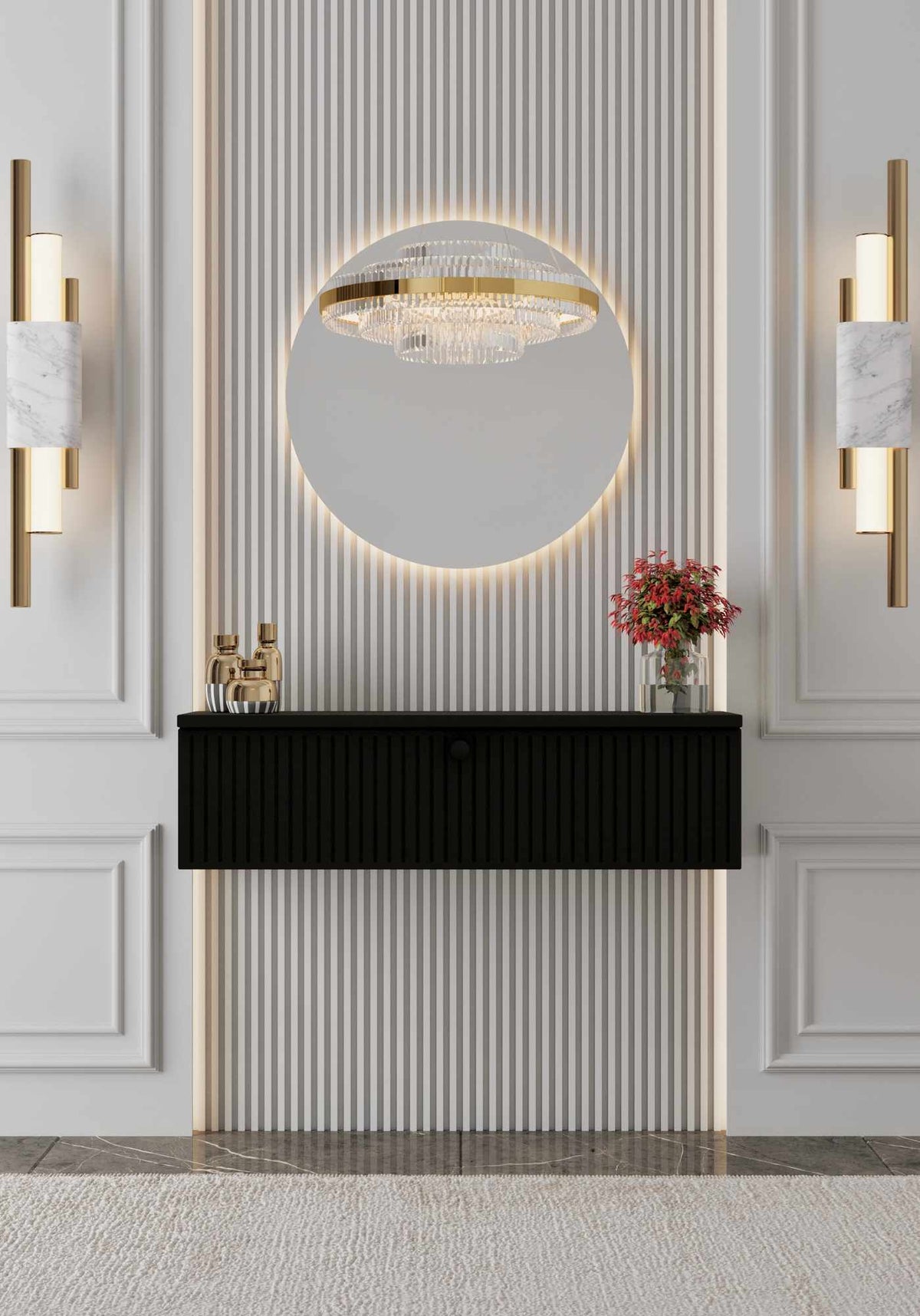 Μπουφές Methone Επιτοίχιος Μαύρο 70x22x26 εκ. MDF