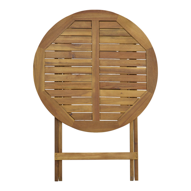 Τραπεζαρία Bistrual-Carpuva  σετ 3τεμ πτυσσόμενο φυσικό μασίφ ξύλο ακακίας Φ70x74εκ - Pakobazaar