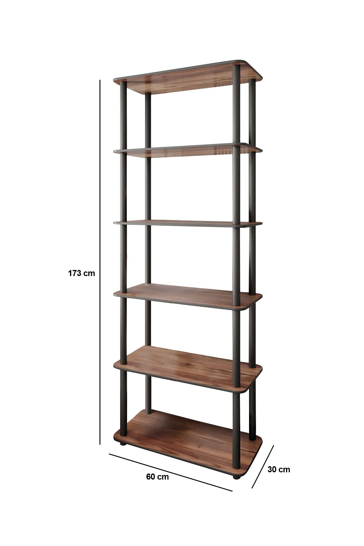 Βιβλιοθήκη Volissos Καρυδί 60x30x173 εκ. MDF