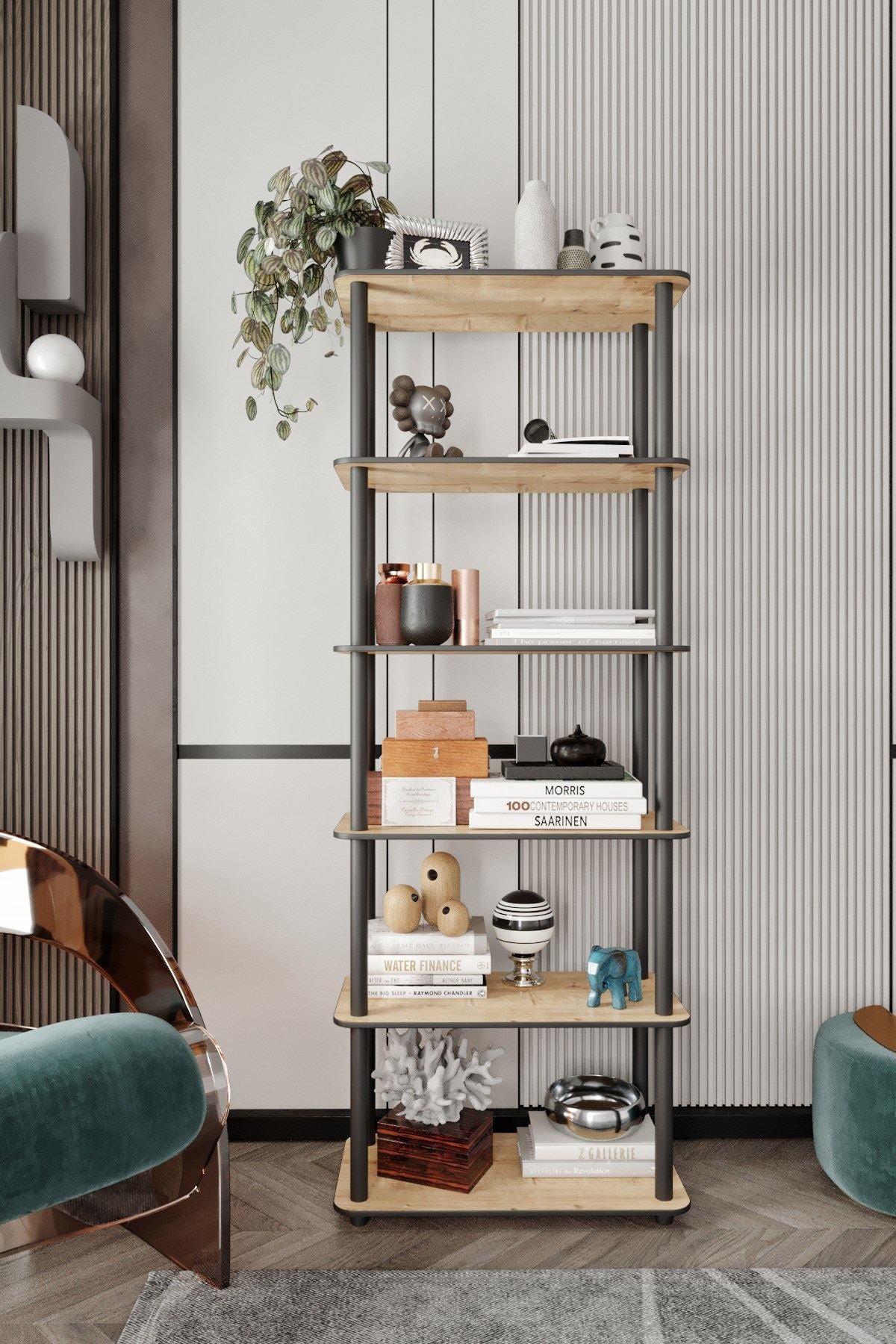Βιβλιοθήκη Volissos Δρυς 60x30x173 εκ. MDF