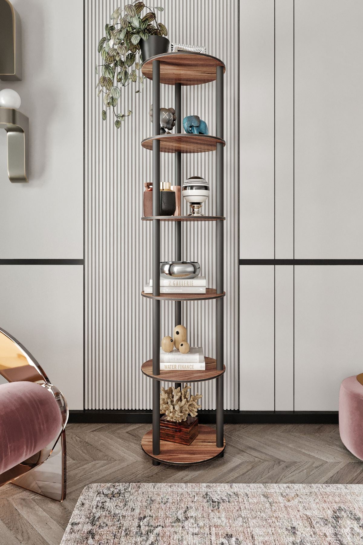 Βιβλιοθήκη Korkyra Καρυδί 34x34x175 εκ. MDF - Pakobazaar