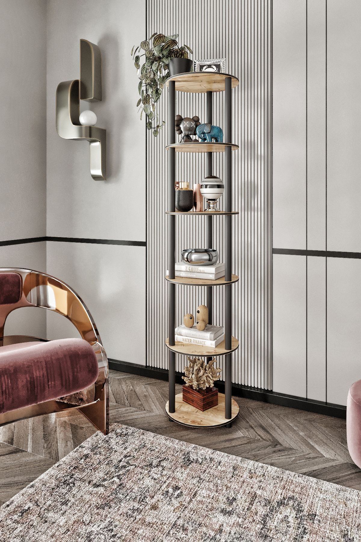 Βιβλιοθήκη Korkyra Δρυς 34x34x175 εκ. MDF - Pakobazaar