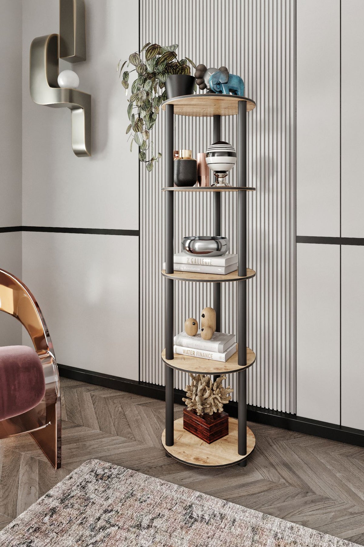Βιβλιοθήκη Larymna Δρυς 34x34x140 εκ. MDF - Pakobazaar