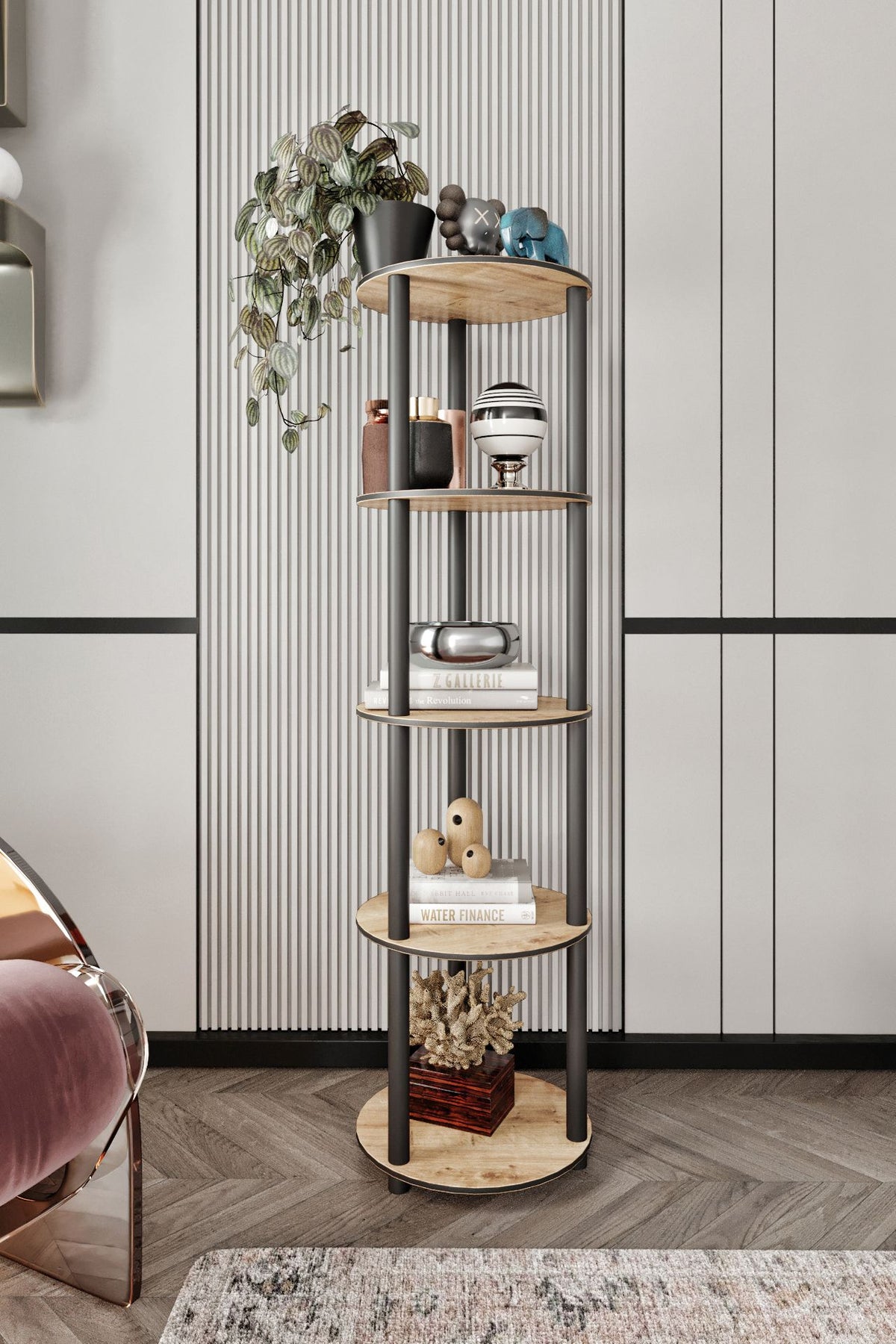 Βιβλιοθήκη Larymna Δρυς 34x34x140 εκ. MDF - Pakobazaar