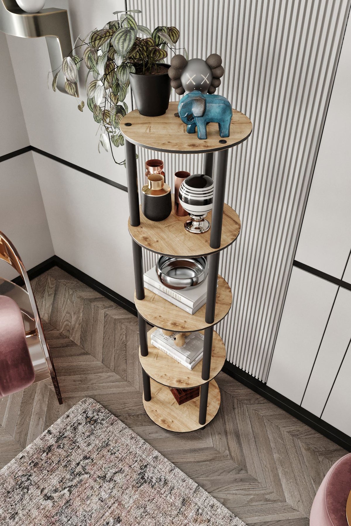 Βιβλιοθήκη Larymna Δρυς 34x34x140 εκ. MDF - Pakobazaar