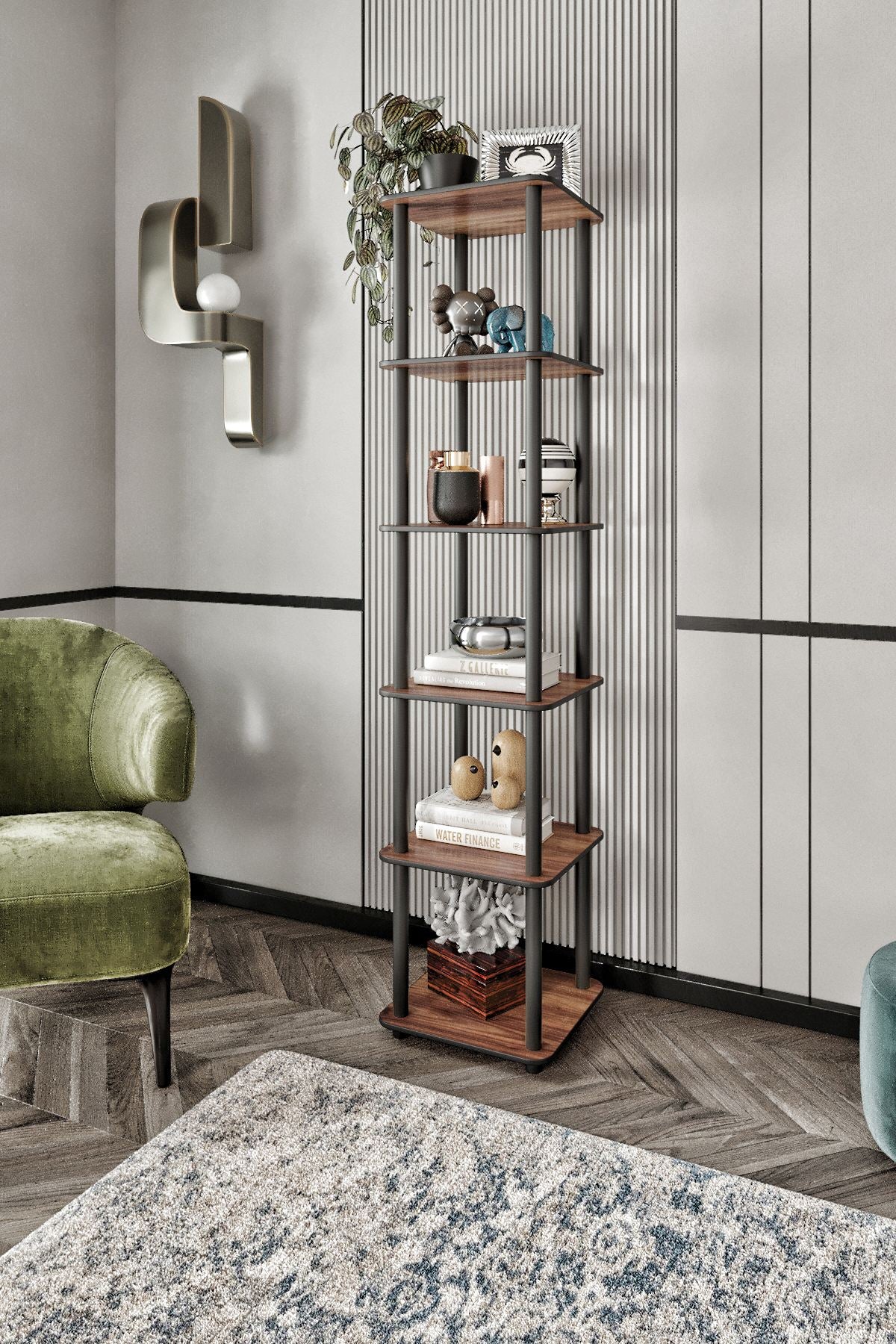 Βιβλιοθήκη Lokroi Καρυδί 34x34x175 εκ. MDF