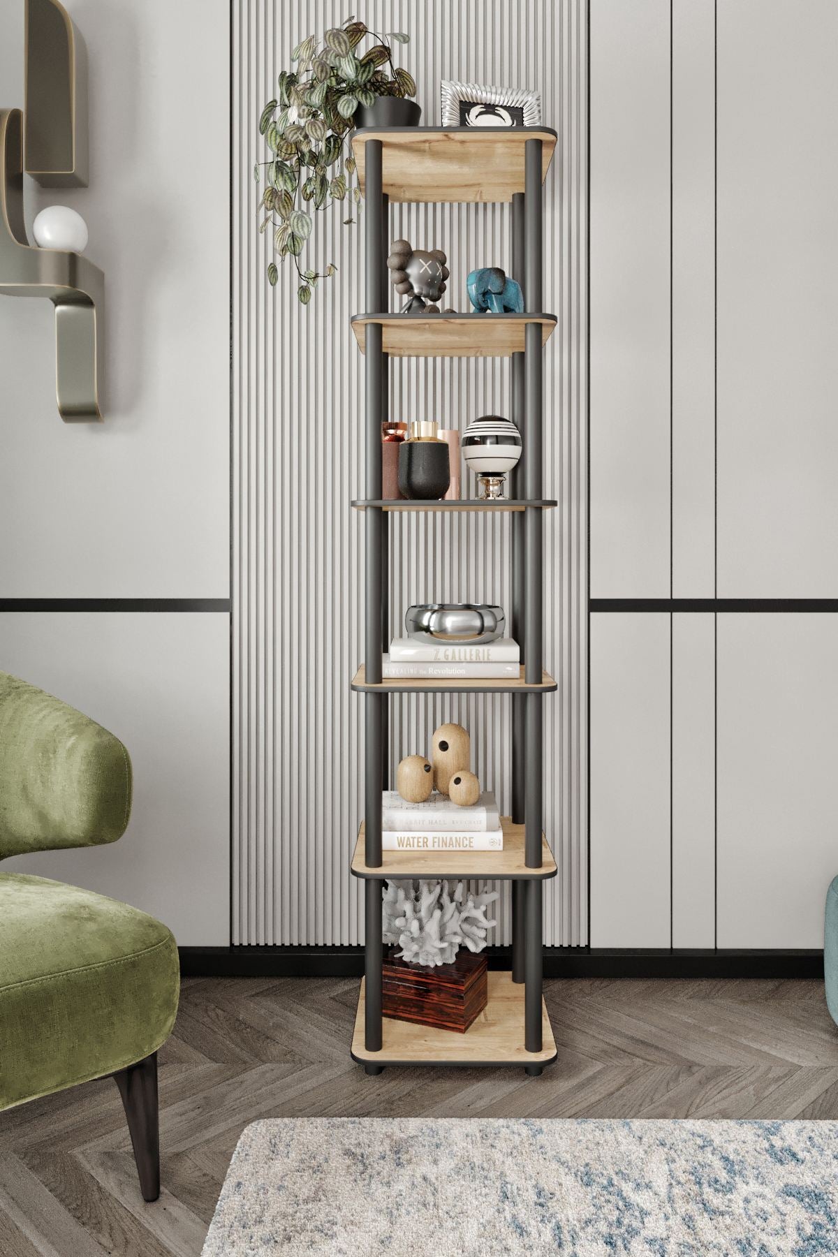 Βιβλιοθήκη Lokroi Δρυς 34x34x175 εκ. MDF