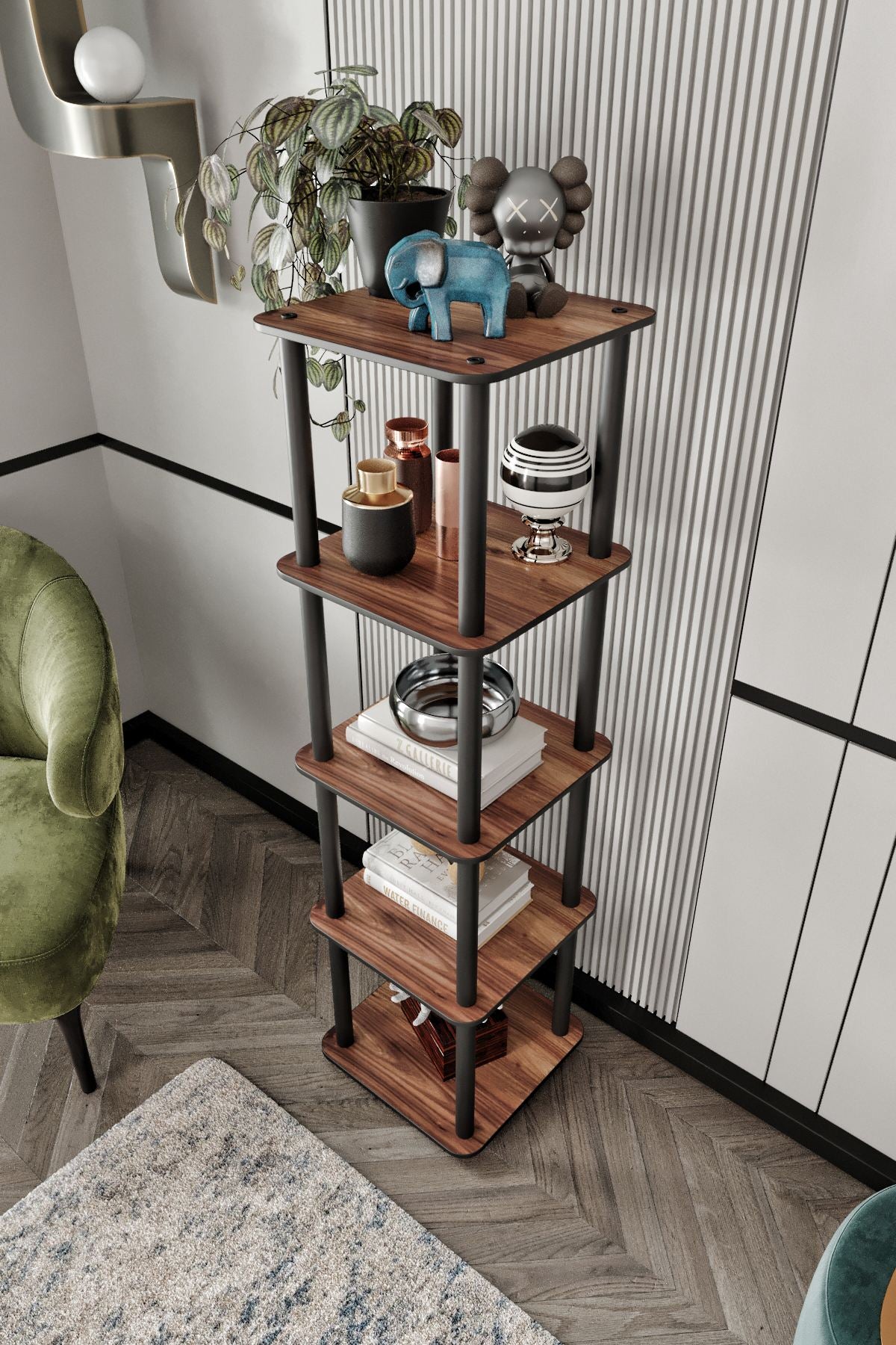 Βιβλιοθήκη Magnesia Καρυδί 34x34x140 εκ. MDF - Pakobazaar
